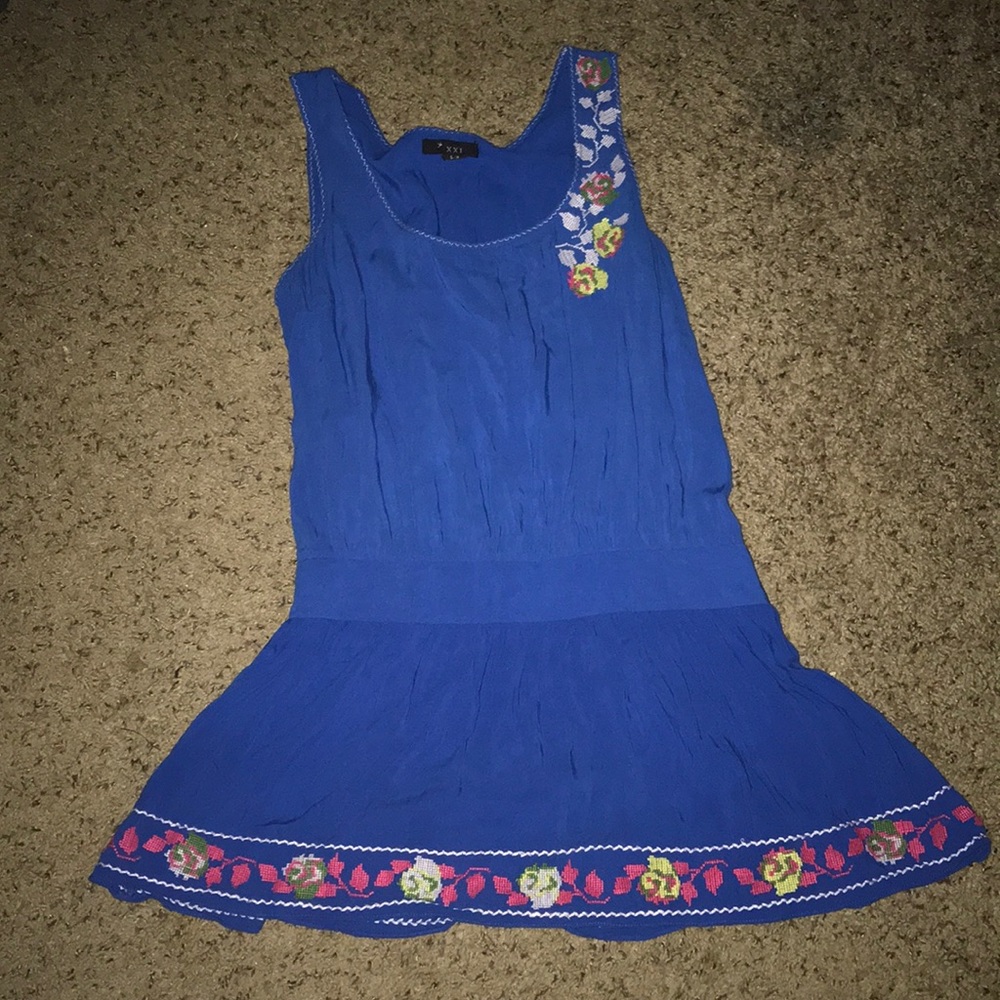 blue flower tank top blouse